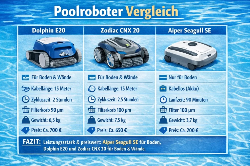 Der ultimative Poolroboter Vergleich 2026: Finden Sie Ihren automatischen Poolreiniger 1 Poolroboter Vergleich