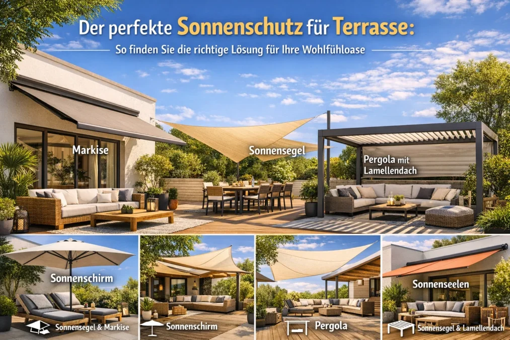 Der perfekte Sonnenschutz für Terrasse: So finden Sie die richtige Lösung für Ihre Wohlfühloase 1 Sonnenschutz für Terrasse